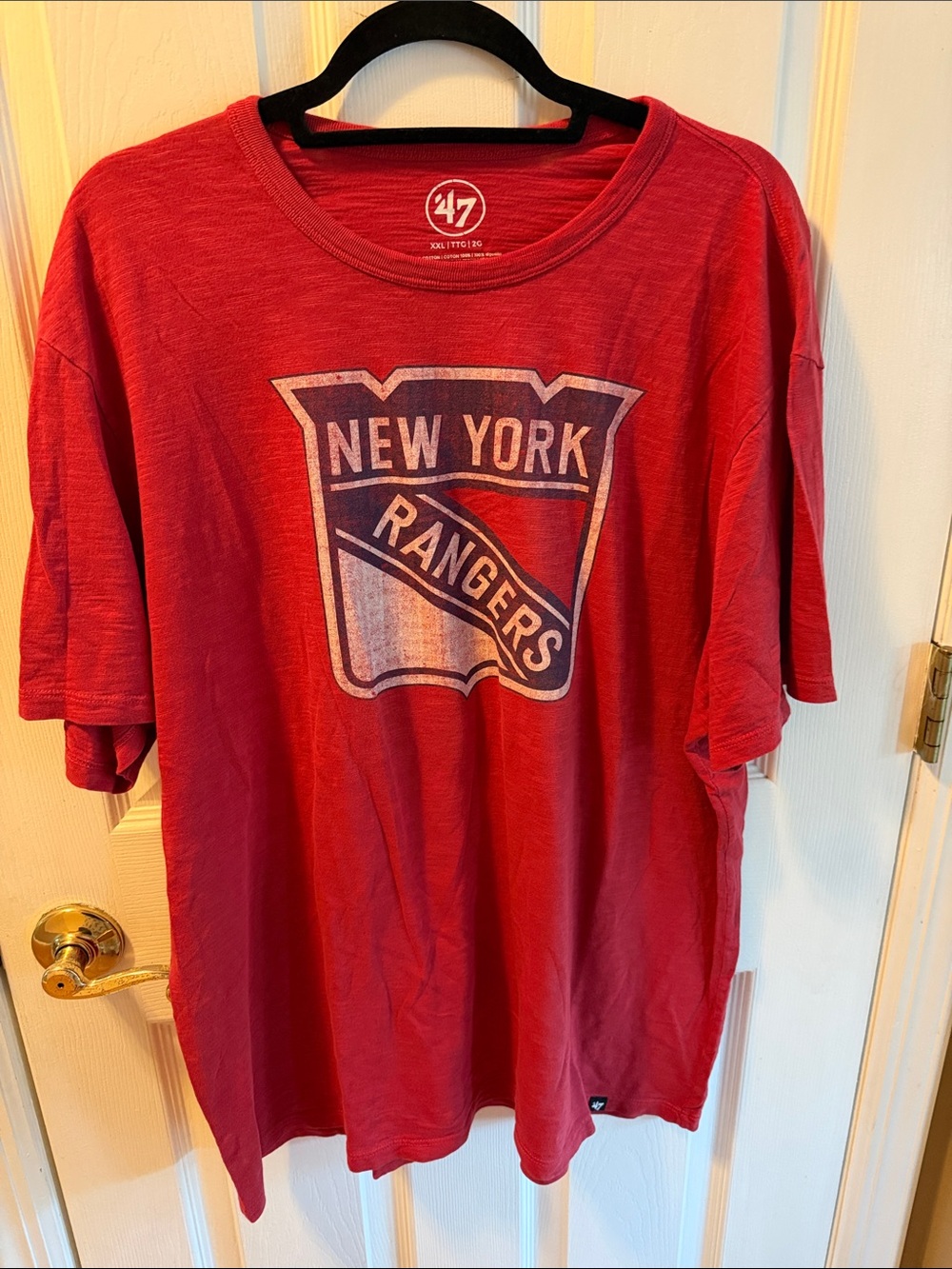 47 New York Rangers Red Graphic Tee with Shield Logo